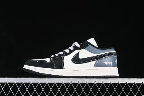 All categories Air Jordan Jordan series basketball shoes Air Jordan 1 Low High-end customized low-top sneakers Air Jordan 1 Low OG SP AJ1 Joe 1 Stucci co-branded black gray blue black hook low-top cultural casual sneakers XX3318-502